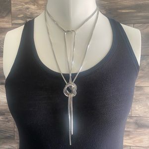Silver 2 piece versatile tie necklace.